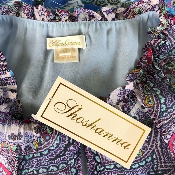 Shoshanna Jodhana Border Print Aditi Silk Metallic Thread Dress NWT size 10 - Picture 9 of 11